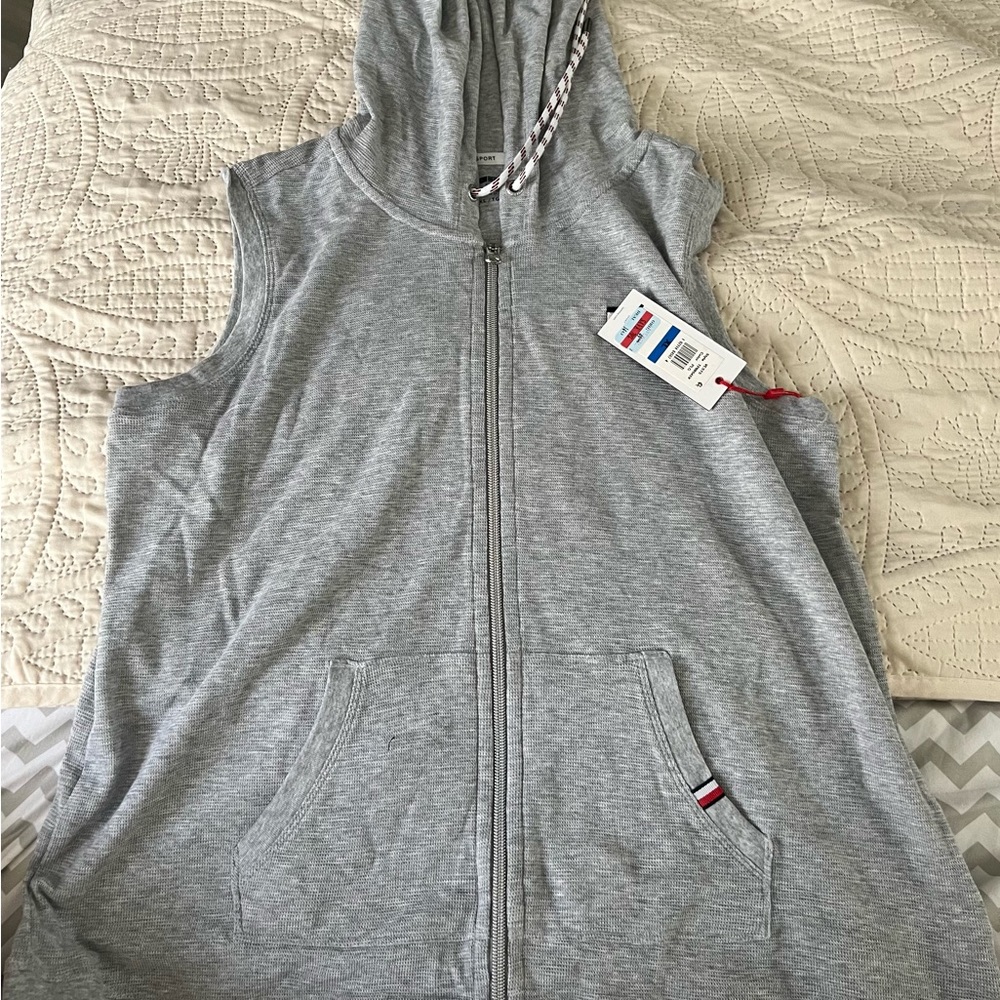 Tommy Hilfiger zip sleeveless hooded shirt